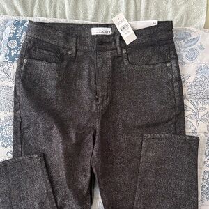 LOFT Women's Metallic Charcoal Skinny Jeans - Black/Gray Sparkle